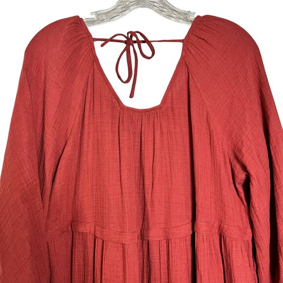 Tiered Gauze Midi Dress Wonderly M Boho Prairiecore Cottagecore Ecclectic (2991) - Picture 4 of 10